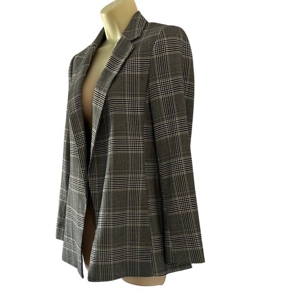 Black,Gray and White Tailored Blazer with Notched Lapels Open Front Lined - Picture 2 of 12